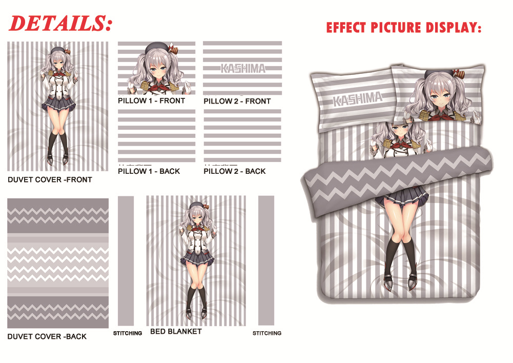 Kashima-Kantai Collection Japanese Anime Bed Blanket Duvet Cover with Pillow Covers